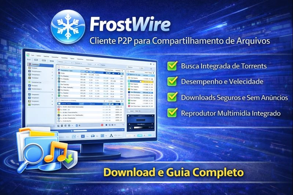 FrostWire cliente P2P para compartilhamento de arquivos com interface moderna e recursos avançados